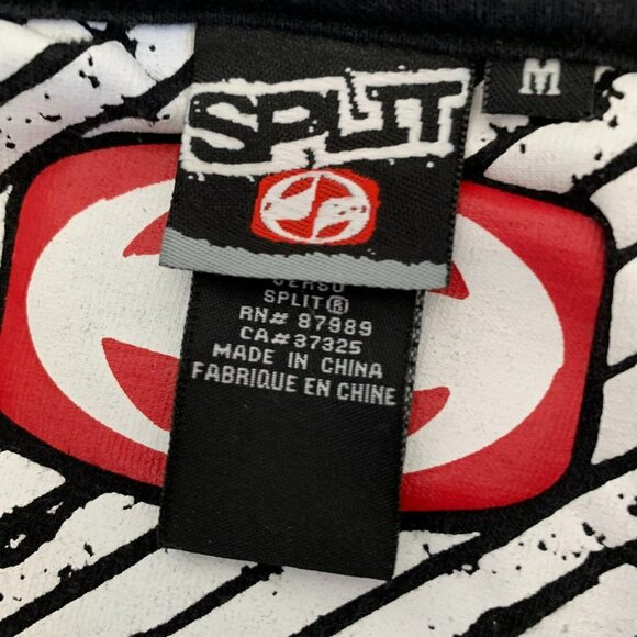 Split Men's Cotton Blend Striped Logo Short Sleeve Polo Shirt Black Size Medium - Picture 6 of 8